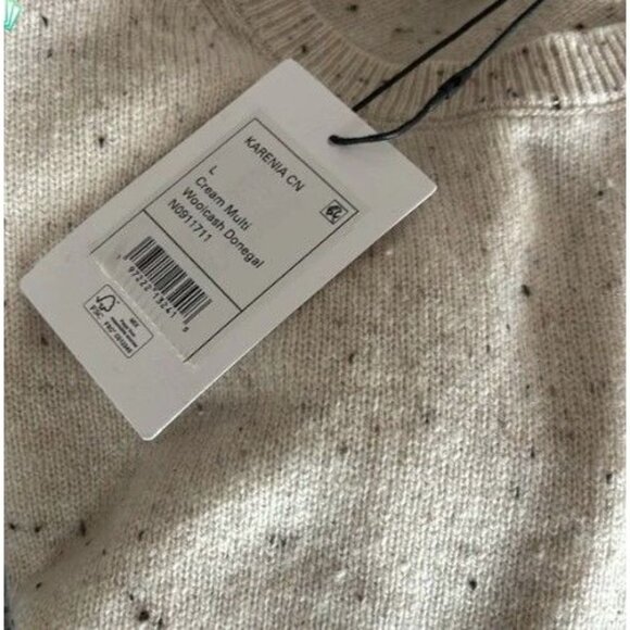 Theory Karenia Crewneck Wool/Cashmere Blend Cream Multi Speckled Womens Sweater - Picture 5 of 6